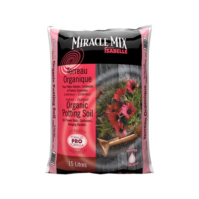 Miracle Mix Organic Potting Soil for Planters and Baskets - 15L