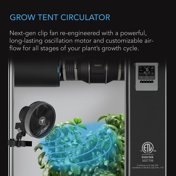 AC Infinity Cloudray S9 Clip Fan with Auto Oscillation Astral Grow