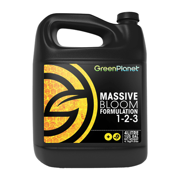 Green Planet Nutrients Massive Bloom Formulation is our premier flowering additive formulated with all of the necessary macro and microelements required to achieve an increase in flower size, as well as providing several additional beneficial properties.