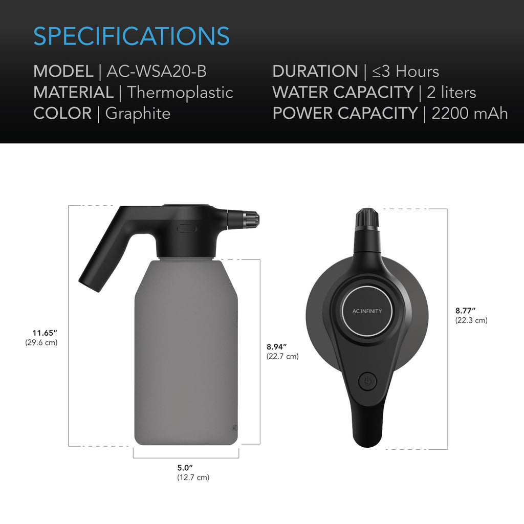 AC Infinity Automatic Water Sprayer - 2 Liter (Graphite colour)