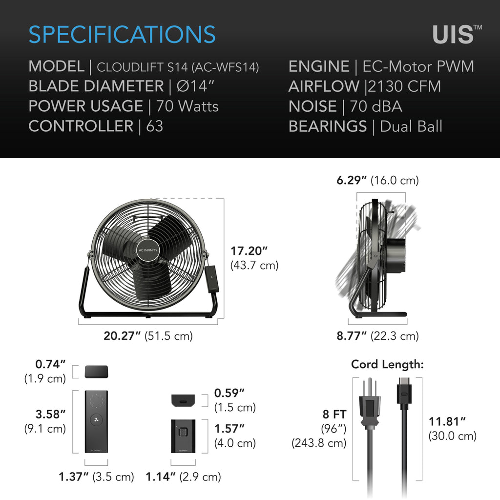 AC Infinity S14 Floor/Wall Fan