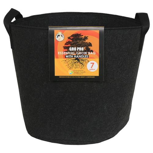 Gro Pro Essential Round Fabric Pots with Handles - Black