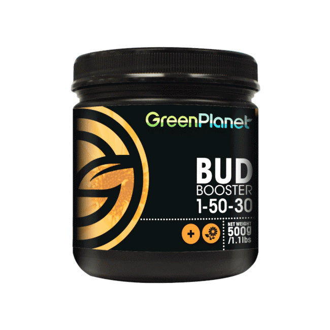 Green Planet Nutrients Bud Booster - 500ml Phosphorus and potassium additive to promote heavy flowering. Bud Booster is a specialty flowering additive used in conjunction with your regular fertilizer program. It helps promote blooming and assists in the plant’s metabolism during the flowering stage.
