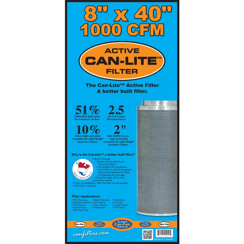 Can-Fan Can-Lite Carbon Filter 8" x 40" / 1000 CFM