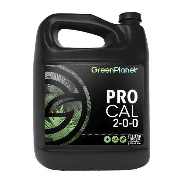 Green Planet Nutrients Pro Cal Calcium and magnesium supplement to provide essential elements for rapid growth. Pro Cal is an excellent supplemental source of essential elements that plants require at all stages of growth. Our formula provides readily available calcium and magnesium, as well as iron, nitrogen, boron, and zinc to ensure your plants do not come up short when they are ready for rapid growth.